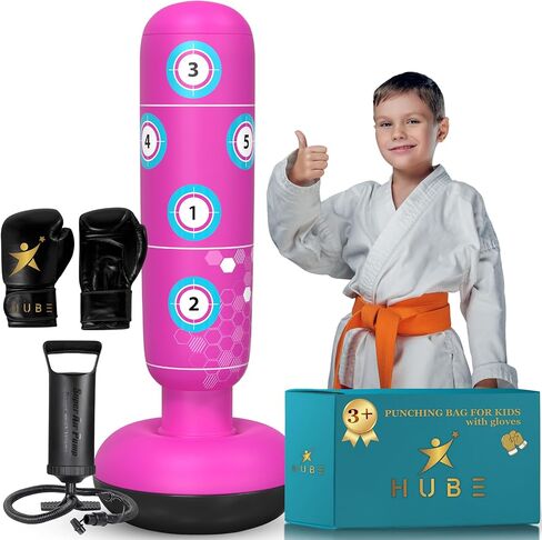 كيس ملاكمة قابل للنفخ للأطفال مع قفازات - 66 بوصة دمية ملاكمة للأعمار من 5 إلى 12 عامًا - هدايا رياضية للأولاد - ألعاب رائعة للأطفال - مجموعة ملاكمة لممارسة الكاراتيه، التايكوندو، فنون القتال المختلطة in Kuwait