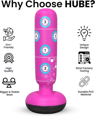 كيس ملاكمة قابل للنفخ للأطفال مع قفازات - 66 بوصة دمية ملاكمة للأعمار من 5 إلى 12 عامًا - هدايا رياضية للأولاد - ألعاب رائعة للأطفال - مجموعة ملاكمة لممارسة الكاراتيه، التايكوندو، فنون القتال المختلطة in Kuwait