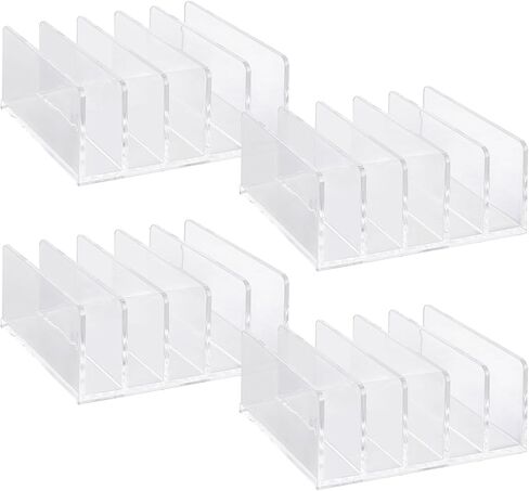 ABuff 4 Pack Acrylic Mail Organizer Countertop Business Card Cash Stuffing Trays, 5 Slot File Organizer for Desk, Clear Envelope Holder Acrylic Desk Organizer for Home Office, Clear in Saudi Arabia