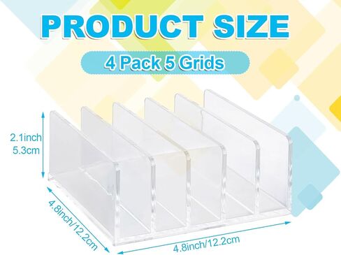 ABuff 4 Pack Acrylic Mail Organizer Countertop Business Card Cash Stuffing Trays, 5 Slot File Organizer for Desk, Clear Envelope Holder Acrylic Desk Organizer for Home Office, Clear in Saudi Arabia