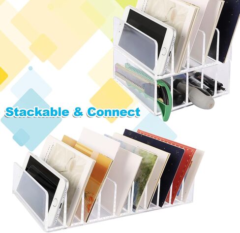 ABuff 4 Pack Acrylic Mail Organizer Countertop Business Card Cash Stuffing Trays, 5 Slot File Organizer for Desk, Clear Envelope Holder Acrylic Desk Organizer for Home Office, Clear in Saudi Arabia