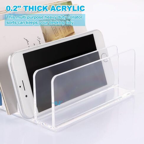 ABuff 4 Pack Acrylic Mail Organizer Countertop Business Card Cash Stuffing Trays, 5 Slot File Organizer for Desk, Clear Envelope Holder Acrylic Desk Organizer for Home Office, Clear in Saudi Arabia