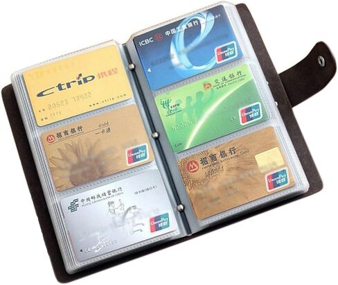 boshiho Leather Credit Card Holder Business ID Card Case Book Style 90 Count Name Card Holder Book (Black) in Saudi Arabia