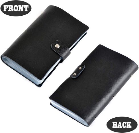 boshiho Leather Credit Card Holder Business ID Card Case Book Style 90 Count Name Card Holder Book (Black) in Saudi Arabia