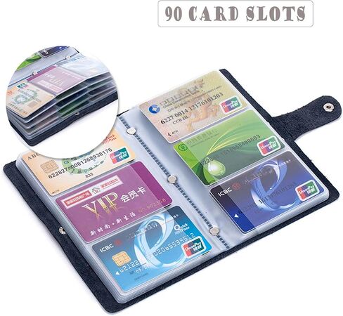 boshiho Leather Credit Card Holder Business ID Card Case Book Style 90 Count Name Card Holder Book (Black) in Saudi Arabia