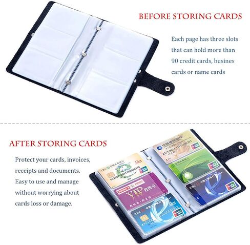 boshiho Leather Credit Card Holder Business ID Card Case Book Style 90 Count Name Card Holder Book (Black) in Saudi Arabia