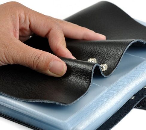 boshiho Leather Credit Card Holder Business ID Card Case Book Style 90 Count Name Card Holder Book (Black) in Saudi Arabia