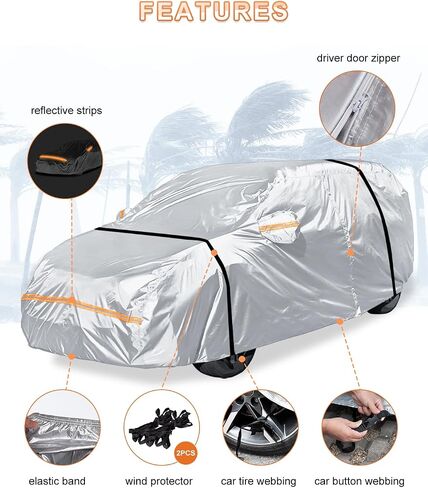 Car Cover Waterproof All Weather Custom Fit for Chevy Camaro 2010-2024, Heavy Duty Outdoor Full Exterior Cover for Automobiles, Sun Rain UV Dust Snow Protection with Door Zipper-Black in Saudi Arabia