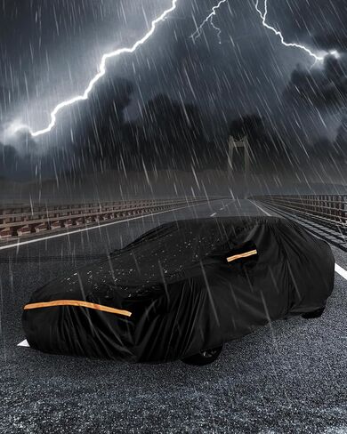 Car Cover Waterproof All Weather Custom Fit for Chevy Camaro 2010-2024, Heavy Duty Outdoor Full Exterior Cover for Automobiles, Sun Rain UV Dust Snow Protection with Door Zipper-Black in Saudi Arabia