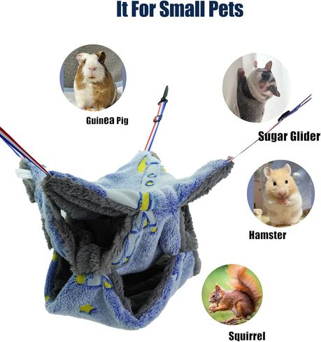 نيولون Noctilucent Ferret أرجوحة الفراش ملحقات قفص الحيوانات الأليفة الصغيرة لعبة أرجوحة ثلاثية الطبقات للفراش للهامستر خنزير غينيا الفئران النمس شينشيلا لعب النوم (ملون) in Kuwait