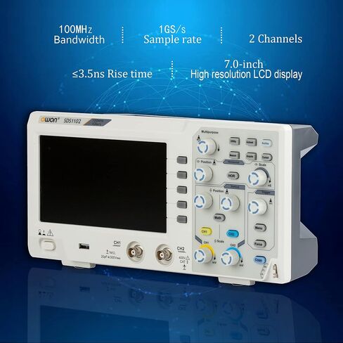 SDS1102 100MHz Digital Desktop Oscilloscope 2 Channels Oscilloscope 1GS/s Sample Rate in Kuwait