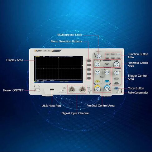 SDS1102 100MHz Digital Desktop Oscilloscope 2 Channels Oscilloscope 1GS/s Sample Rate in Kuwait