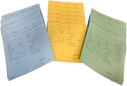 Vehicle Deal Envelopes Dealer Jackets File Folders (Pack of 25 Blue / 25 Manila / 25 Green) in Saudi Arabia