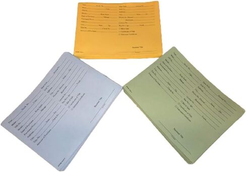 Vehicle Deal Envelopes Dealer Jackets File Folders (Pack of 25 Blue / 25 Manila / 25 Green) in Saudi Arabia