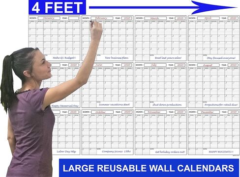 SwiftGlimpse 24x36 Large Jumbo Oversized Erasable Laminated Blank Annual Yearly Wall Calendar Poster, 12 Months, Reusable for Office, Academic or Home in Saudi Arabia