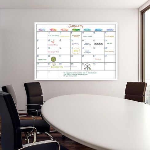 Large Dry Erase Calendar - Undated 1 Month Calendar, Calendar for Wall with Round Stickers, Erasable White Board Calendar, 40" x 27" for Office in Saudi Arabia