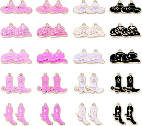 NVENF 36PCS Cowboy Boot Charms for Jewelry Making, Enamel Western Cowgirl Boot Hat Pendant Charms for Necklace Bracelet Earring Making DIY Crafts in Saudi Arabia