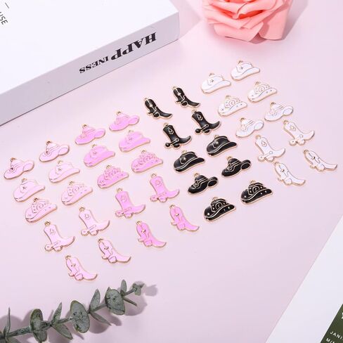 NVENF 36PCS Cowboy Boot Charms for Jewelry Making, Enamel Western Cowgirl Boot Hat Pendant Charms for Necklace Bracelet Earring Making DIY Crafts in Saudi Arabia