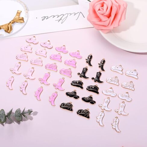 NVENF 36PCS Cowboy Boot Charms for Jewelry Making, Enamel Western Cowgirl Boot Hat Pendant Charms for Necklace Bracelet Earring Making DIY Crafts in Saudi Arabia