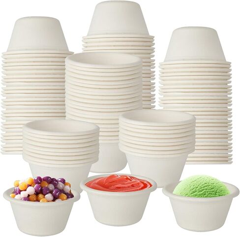 HNBun 500pcs 2oz Disposable Bagasse Fiber Souffle Cups, Natural Compostable Portion Cups Mini Food Sample Cups Tasting Cups for Condiment,Food Tasting,Medicine, White in Saudi Arabia