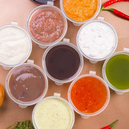 Didaey 300 Pcs 2 oz Plastic Dressing Containers Clear Portion Cups Small Condiment Containers with Lids Hinged Airtight Souffle Cups Disposable Sauce Cups with Lids for Food, Salad Storage in Saudi Arabia