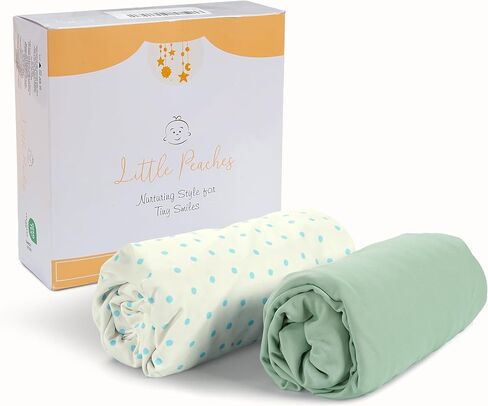 ملاءات سرير الأطفال من Little Peaches للفتيات الصغيرات - ملاءة سرير فائقة النعومة، سرير أطفال قابل للحمل للفتيات الصغيرات، ملاءة سرير أطفال محبوكة قابلة للتمدد في 4 اتجاهات، مستلزمات الأطفال، عبوتان - فراشة وأرجواني in Kuwait
