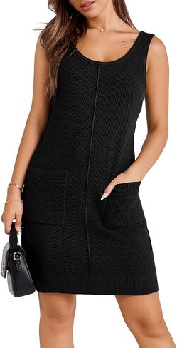 WIHOLL Womens Sleeveless Summer Dresses 2024 Casual Sundress Loose Bodycon Knit Crewneck Going Out Dress in Saudi Arabia