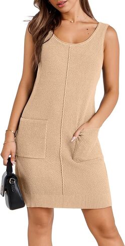 WIHOLL Womens Sleeveless Summer Dresses 2024 Casual Sundress Loose Bodycon Knit Crewneck Going Out Dress in Saudi Arabia