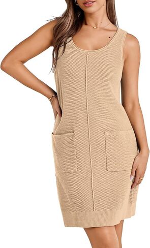 WIHOLL Womens Sleeveless Summer Dresses 2024 Casual Sundress Loose Bodycon Knit Crewneck Going Out Dress in Saudi Arabia