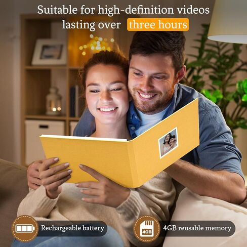 دفتر بطاقات تهنئة بالفيديو - ذكريات متحركة مع شاشة مقاس 7 بوصات، وذاكرة سعة 4 جيجابايت وبطارية قابلة لإعادة الشحن (ذهبي) in Kuwait