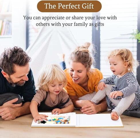 كتاب فيديو للأطفال من OH BABY Luxury Linen Bound - ألبوم المعالم الخالدة لأول 5 سنوات (أزرق) in Kuwait