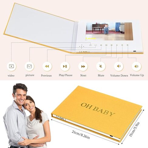 كتاب فيديو للأطفال من OH BABY Luxury Linen Bound - ألبوم المعالم الخالدة لأول 5 سنوات (وردي) in Kuwait