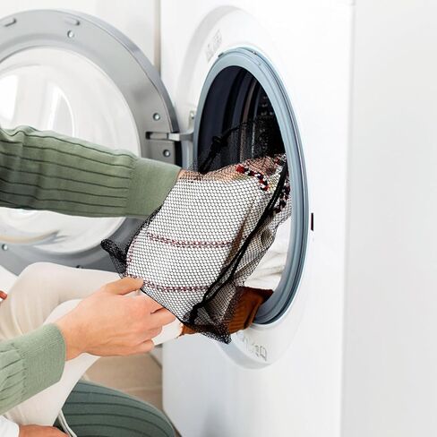Anjmd 10 عبوات صغيرة من أكياس الرباط الشبكية مع مشابك مقاس 8 × 12 بوصة أكياس شبكية من النايلون الأسود مع رباط من النايلون لتخزين أكياس شبكية مع مشابك وحقائب شبكية صغيرة وحقائب شبكية للسفر المنزلي in Kuwait