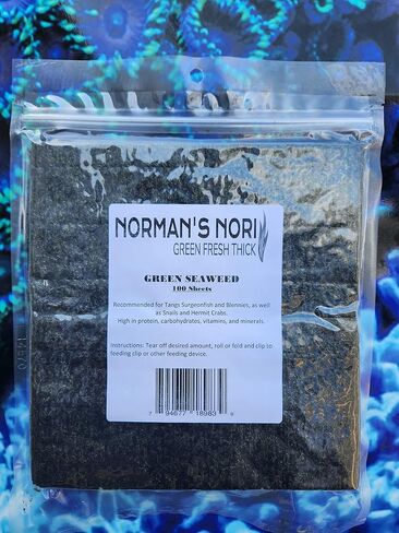Green Seaweed Sheets 100 Package of 4" x 7.5" Nori Seaweed Sheets, for All Algae Eating Fish, 100% Natural, Nutrient-Dense, Super Thick 140g in Saudi Arabia
