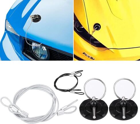 غطاء محرك السيارة دبوس ملصق2pcs العالمي CNC الخام الألومنيوم سباق بونيه هود دبوس مزلاج قفل مظهر عدة فضية (أسود) in Saudi Arabia