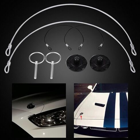 غطاء محرك السيارة دبوس ملصق2pcs العالمي CNC الخام الألومنيوم سباق بونيه هود دبوس مزلاج قفل مظهر عدة فضية (أسود) in Saudi Arabia