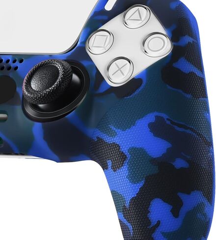 9CDeer قطعتان من ملحقات ps5 المطبوعة الملمس غطاء حماية جلدي أحمر وأزرق مع مقابض إبهام احترافية × 8 in Kuwait