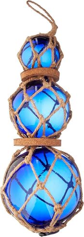 هامبتون بحري 3xglass-101 الثلاثي الأزرق الياباني الكرة الصيد البني المعاوضة الديكور 11 "-الزجاج العوامة تعويم in Kuwait