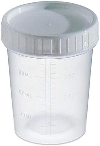 Comfort Axis Specimen Cup, 120 Cubic Centimeters, Pack of 12, Grey Lid Clear Bottle in Saudi Arabia