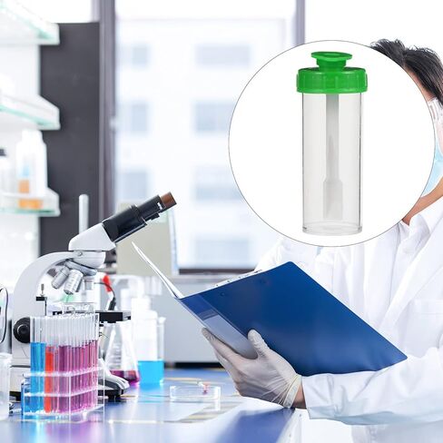 balacoo 50pcs Fecal Collection Containers Stool 15ml Specimen Cup with Attached Screw Cap and Spoon Test Tubes Urine Cup Sample Bottle for Home Laboratory in Saudi Arabia