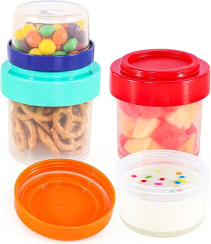 Caperci Leakproof Baby Food Containers, Freezer Safe, Dishwasher Safe, BPA Free, Airtight Stackable Small Snacks & Condiment Container with Lids, 4-Count(2 oz & 5 oz) in Saudi Arabia