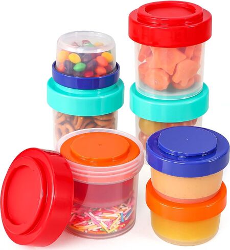 Caperci Leakproof Baby Food Containers, Freezer Safe, Dishwasher Safe, BPA Free, Airtight Stackable Small Snacks & Condiment Container with Lids, 4-Count(2 oz & 5 oz) in Saudi Arabia