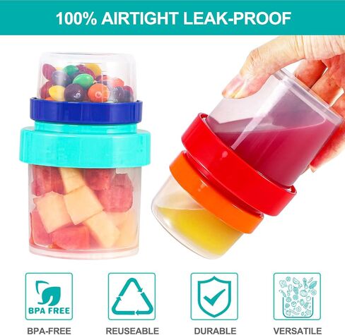 Caperci Leakproof Baby Food Containers, Freezer Safe, Dishwasher Safe, BPA Free, Airtight Stackable Small Snacks & Condiment Container with Lids, 4-Count(2 oz & 5 oz) in Saudi Arabia