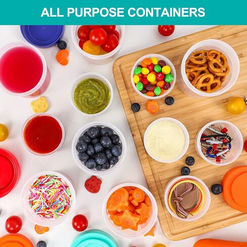 Caperci Leakproof Baby Food Containers, Freezer Safe, Dishwasher Safe, BPA Free, Airtight Stackable Small Snacks & Condiment Container with Lids, 4-Count(2 oz & 5 oz) in Saudi Arabia