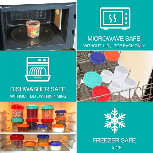 Caperci Leakproof Baby Food Containers, Freezer Safe, Dishwasher Safe, BPA Free, Airtight Stackable Small Snacks & Condiment Container with Lids, 4-Count(2 oz & 5 oz) in Saudi Arabia