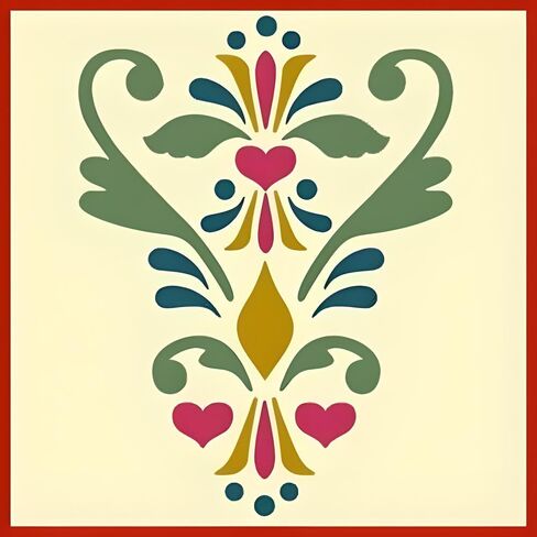 Rosemaling Pattern 10 Stencil - Rose-painting - Scandinavian decorative folk painting - Mylar plastic stencil - The Artful Stencil in Saudi Arabia