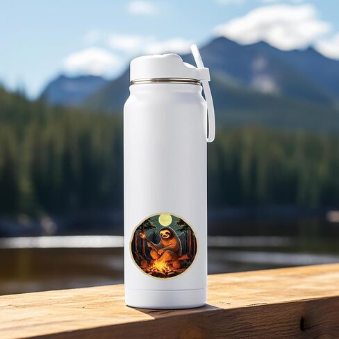 Happy Camper Sloth Adventure Camping Enthusiast Sticker For Guitar, Skateboard, Water Bottles, Laptop, Waterproof Vinyl Decal Sticker 5 inch (Design 4) in Saudi Arabia