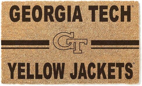 KH Sports Fan Georgia Tech Yellow Jackets Logo Team Coir Doormat, Multi (1063100239) , Brown in Saudi Arabia