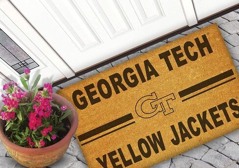 KH Sports Fan Georgia Tech Yellow Jackets Logo Team Coir Doormat, Multi (1063100239) , Brown in Saudi Arabia