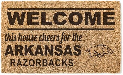 KH Sports Fan Arkansas Razorbacks Welcome Coir ممسحة، 18x30 بوصة، سجادة Razorbacks الخارجية؛ أظهر روح فريقك مع ممسحة أركنساس رازورباك الفريدة من نوعها in Saudi Arabia